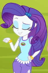 Size: 376x571 | Tagged: safe, screencap, fluttershy, rarity, equestria girls, legend of everfree, animated, animation error, female, gif, hand on hip, sexy