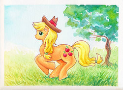 Size: 1200x878 | Tagged: safe, artist:kaikaku, applejack, g4, female, solo