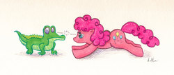 Size: 1000x435 | Tagged: safe, artist:kaikaku, gummy, pinkie pie, g4