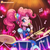 Size: 750x750 | Tagged: safe, artist:lumineko, pinkie pie, equestria girls, g4, my little pony equestria girls: legend of everfree, alternate hairstyle, blushing, clothes, crystal gala, crystal gala dress, cute, dessert, diapinkes, dress, drum kit, drums, drumsticks, eating, female, muffin, music notes, musical instrument, playing, solo, speedpaint, wink