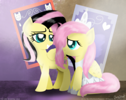 Size: 1500x1200 | Tagged: safe, artist:bvsquare, fluttershy, pony, g4, duo, emoshy, self ponidox