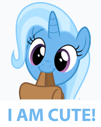 Size: 542x676 | Tagged: safe, trixie, pony, unicorn, g4, to where and back again, captain obvious, cute, diatrixes, female, i'm cute, mare, solo, to saddlebags and back again, trixie is cute, truth