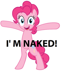 Size: 582x646 | Tagged: safe, doomie, pinkie pie, g4, captain obvious, female, nudity, solo, we don't normally wear clothes