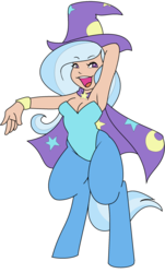 Size: 1496x2478 | Tagged: safe, artist:/d/non, oc, oc only, oc:starburst, satyr, armpits, bracelet, cape, clothes, hat, jewelry, leotard, parent:trixie, solo, wizard hat