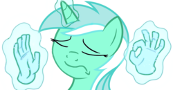 Size: 961x498 | Tagged: source needed, useless source url, safe, artist:derpypaws, lyra heartstrings, g4, eyes closed, female, frown, magic, magic hands, meme, pacha, simple background, solo, the emperor's new groove, transparent background, when x just right