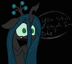 Size: 1949x1732 | Tagged: safe, artist:booker-the-dewitt, queen chrysalis, changeling, changeling queen, g4, dialogue, female, solo