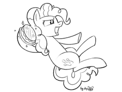 Size: 1600x1200 | Tagged: safe, artist:dsp2003, part of a set, pinkie pie, earth pony, pony, fanfic:why am i pinkie pie, g4, black and white, cake, female, food, grayscale, monochrome, open mouth, solo, sparkles