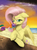 Size: 914x1230 | Tagged: safe, artist:vinicius040598, fluttershy, g4, beach, female, floppy ears, food, ice cream, licking, sitting, solo, sunset, tongue out, twilight (astronomy), umbrella