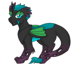 Size: 900x783 | Tagged: safe, artist:jolliapplegirl, oc, oc only, oc:illusive spark, changeling, dragon, hybrid, changeling oc, magical gay spawn, next generation, offspring, parent:spike, parent:thorax, parents:thoraxspike, solo, tongue out