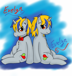 Size: 1207x1280 | Tagged: safe, artist:jolliapplegirl, oc, oc only, oc:echo(jolliapplegirl), oc:shadow (jolliapplegirl), pony, unicorn, duo, twins