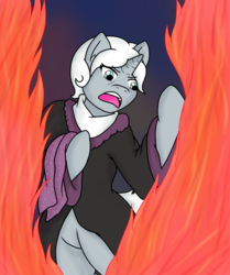 Size: 800x958 | Tagged: safe, artist:jolliapplegirl, pony, unicorn, fire, frollo, hellfire, old, solo, the hunchback of notre dame