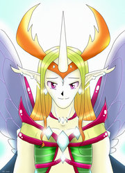 Size: 759x1052 | Tagged: safe, artist:yula568, thorax, changedling, human, g4, to where and back again, eared humanization, elf ears, horn, horned humanization, humanized, king thorax, male, solo