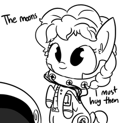 Size: 792x792 | Tagged: safe, artist:tjpones, oc, oc only, earth pony, pony, astronaut, black and white, cute, ear fluff, grayscale, monochrome, simple background, smiling, solo, spacesuit, tjpones is trying to murder us, white background