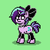 Size: 200x200 | Tagged: safe, starlight glimmer, pony, pony town, g4, alternate hairstyle, bow, clothes, eyeshadow, female, glowing eyes, goth, hair bow, jewelry, leggings, makeup, necklace, pixel art, solo