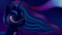 Size: 3840x2160 | Tagged: safe, artist:uber-dragon, princess luna, g4, eye reflection, female, high res, solo, stars