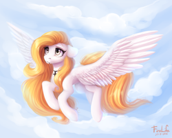 Size: 1250x1000 | Tagged: safe, artist:fenwaru, oc, oc only, pegasus, pony, flying, jewelry, necklace, solo