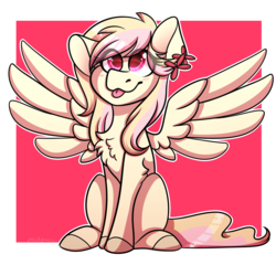 Size: 3310x3176 | Tagged: safe, artist:micky-ann, oc, oc only, oc:heavenly bliss, pegasus, pony, chest fluff, high res, solo, tongue out