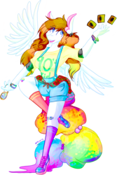 Size: 2204x3308 | Tagged: safe, artist:mscolorsplash, oc, oc only, oc:color splash, pegasus, anthro, plantigrade anthro, high res, rainbow tail, simple background, solo, transparent background