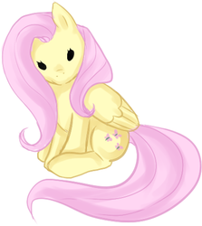 Size: 397x445 | Tagged: source needed, safe, artist:nemu majo, fluttershy, g4, female, sitting, solo