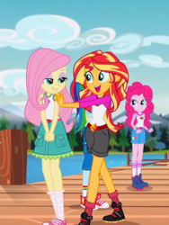 Size: 572x762 | Tagged: safe, screencap, fluttershy, pinkie pie, rainbow dash, sunset shimmer, equestria girls, g4, my little pony equestria girls: legend of everfree, converse, embrace the magic, female, lidded eyes, out of context, shoes