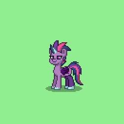 Size: 391x390 | Tagged: safe, sci-twi, twilight sparkle, alicorn, pony, pony town, equestria girls, g4, clothes, female, green background, midnight sparkle, no pupils, pixel art, ponified, simple background, socks, solo