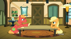 Size: 1273x703 | Tagged: safe, screencap, applejack, big macintosh, earth pony, pony, g4, where the apple lies, discovery family logo, male, stallion, teenage applejack, teenage big macintosh