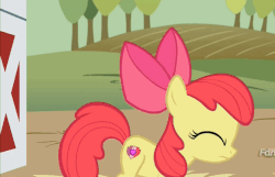 Size: 629x405 | Tagged: safe, screencap, apple bloom, g4, where the apple lies, animated, cutie mark, female, gif, loop, solo, the cmc's cutie marks