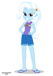 Size: 7110x10056 | Tagged: safe, artist:metalhead97, trixie, equestria girls, g4, my little pony equestria girls: legend of everfree, absurd resolution, feet, female, hand on hip, sandals, simple background, solo, toenails, vector, white background