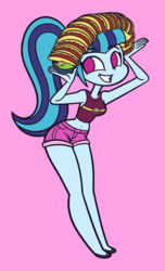 Size: 909x1500 | Tagged: safe, artist:khuzang, sonata dusk, equestria girls, g4, belly button, clothes, cute, female, food, midriff, shorts, solo, sonatabetes, taco, tank top, that girl sure loves tacos