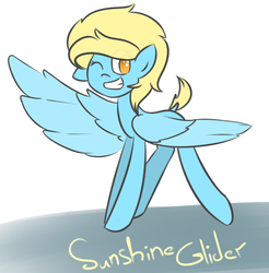 Size: 955x971 | Tagged: safe, artist:umbreow, oc, oc only, oc:sunshine glider, pegasus, pony, grin, one eye closed, smiling, solo, wink