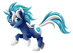 Size: 1600x1155 | Tagged: safe, artist:centchi, oc, oc only, pony, unicorn, grin, looking at you, raised leg, running, smiling, solo, watermark