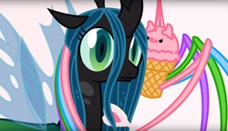 Size: 1612x931 | Tagged: safe, artist:mixermike622, queen chrysalis, changeling, changeling queen, g4, brush, female, ice cream spider, my little foody