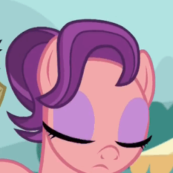 Size: 310x310 | Tagged: safe, screencap, spoiled rich, earth pony, pony, g4, where the apple lies, eyes closed, female, gif, non-animated gif, solo, spoiled milk