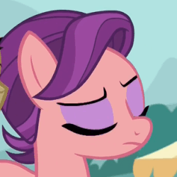 Size: 310x310 | Tagged: safe, screencap, spoiled rich, earth pony, pony, g4, where the apple lies, eyes closed, female, gif, non-animated gif, solo, spoiled milk