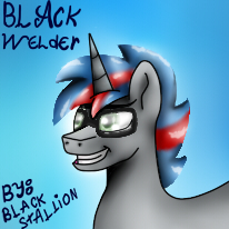 Size: 206x206 | Tagged: safe, artist:black stallion, oc, oc only, oc:black welder, pony, unicorn, commission, solo