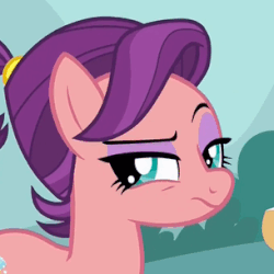 Size: 305x305 | Tagged: safe, screencap, spoiled rich, earth pony, pony, g4, where the apple lies, female, gif, mare, non-animated gif, raised eyebrow, reaction image, solo, spoiled milk