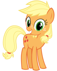 Size: 2400x3000 | Tagged: safe, artist:cheezedoodle96, applejack, pony, g4, where the apple lies, .svg available, cute, female, high res, jackabetes, looking at you, simple background, smiling, solo, svg, teenage applejack, transparent background, vector, younger