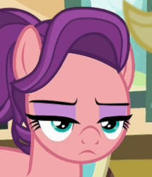 Size: 220x256 | Tagged: safe, screencap, applejack, spoiled rich, earth pony, pony, g4, where the apple lies, animated, female, gif, reaction image, spoiled milk