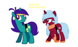 Size: 3416x2064 | Tagged: safe, artist:mixelfangirl100, cartoon network, high res, mighty magiswords, ponified, prohyas, vambre warrior