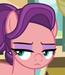 Size: 220x256 | Tagged: safe, screencap, applejack, spoiled rich, earth pony, pony, g4, where the apple lies, animated, female, gif, reaction image, spoiled milk