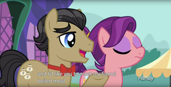 Size: 1920x975 | Tagged: safe, screencap, filthy rich, spoiled rich, earth pony, pony, g4, where the apple lies, alternate name, close enough, discovery family logo, dollar sign, meme, ship:spoilthy, spoiled milk, youtube caption