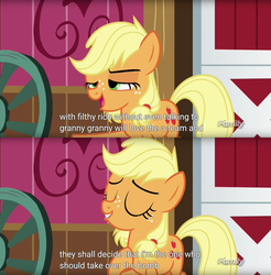 Size: 1920x1950 | Tagged: safe, screencap, applejack, earth pony, pony, g4, where the apple lies, a-team, meme, teenage applejack, youtube caption