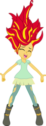 Size: 1505x4147 | Tagged: safe, artist:sorata-daidouji, sunset shimmer, equestria girls, g4, my little pony equestria girls: rainbow rocks, my past is not today, boots, clothes, eyes closed, female, high res, open mouth, pants, simple background, solo, transparent background, vector