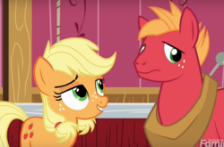 Size: 902x595 | Tagged: safe, screencap, applejack, big macintosh, earth pony, pony, g4, where the apple lies, cropped, male, out of context, stallion, teenage applejack, teenage big macintosh