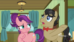 Size: 1366x768 | Tagged: safe, screencap, filthy rich, spoiled rich, pony, g4, where the apple lies, cute, discovery family logo, dollar sign, ship:spoilthy, spoiled cute, spoiled milk