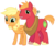 Size: 3600x3000 | Tagged: safe, artist:cheezedoodle96, applejack, big macintosh, earth pony, pony, g4, where the apple lies, .svg available, brother and sister, high res, looking at you, male, simple background, smiling, stallion, svg, teenage applejack, teenage big macintosh, transparent background, vector, younger