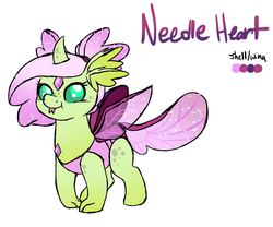 Size: 6600x5500 | Tagged: safe, artist:waffleponypanda, oc, oc only, oc:needle heart, changedling, changeling, dragonling, hybrid, to where and back again, :p, :t, absurd resolution, changeling oc, cute, interspecies offspring, magical gay spawn, offspring, parent:spike, parent:thorax, parents:thoraxspike, simple background, smiling, solo, tongue out, white background