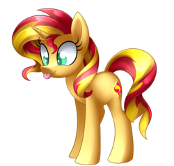 Size: 2229x2123 | Tagged: safe, artist:scarlet-spectrum, sunset shimmer, pony, unicorn, g4, cute, female, high res, mare, shimmerbetes, simple background, solo, speedpaint, speedpaint available, tongue out, transparent background