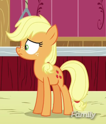 Size: 367x431 | Tagged: safe, screencap, applejack, earth pony, pony, g4, where the apple lies, discovery family logo, female, solo, teenage applejack