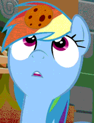 Size: 373x490 | Tagged: safe, edit, edited screencap, screencap, rainbow dash, pegasus, pony, g4, animated, cookie, cute, dashabetes, dither strobe, eyes on the prize, female, food, frown, gif, looking up, mare, open mouth, sniffing, solo, wide eyes